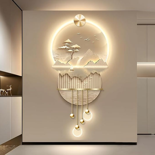 Bonsai 3D LED Wall Art Light Wall Sculpture Painting Decoration Art Modern Wall Hanging Painting for Living Room Entrance Corridor Decorative Wall Mounted Lamp(Stylle C)