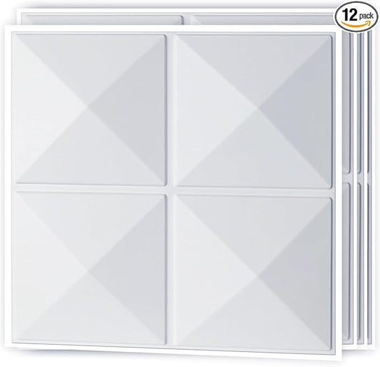 Art3d Decorative 3D Wall Panel, 32 Sq.FT PVC Interior Wall Decor for Living Room, Bedroom, Lobby, Office, Shopping Mall, White