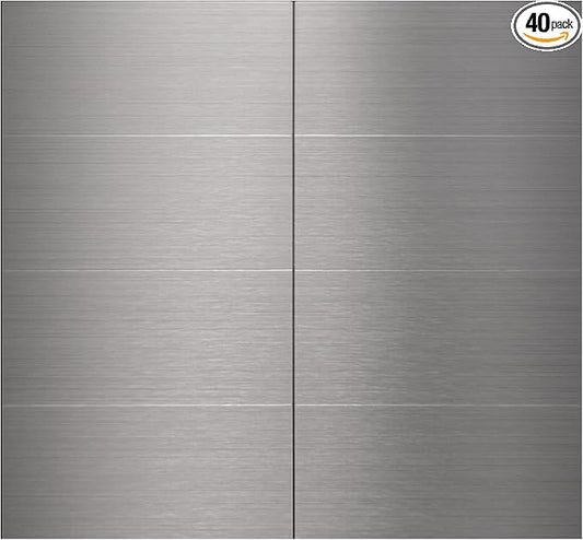 40-Pack 3"x6" Brushed Silver Aluminum Peel and Stick Tile Backsplash Panels (Brushed Aluminum)