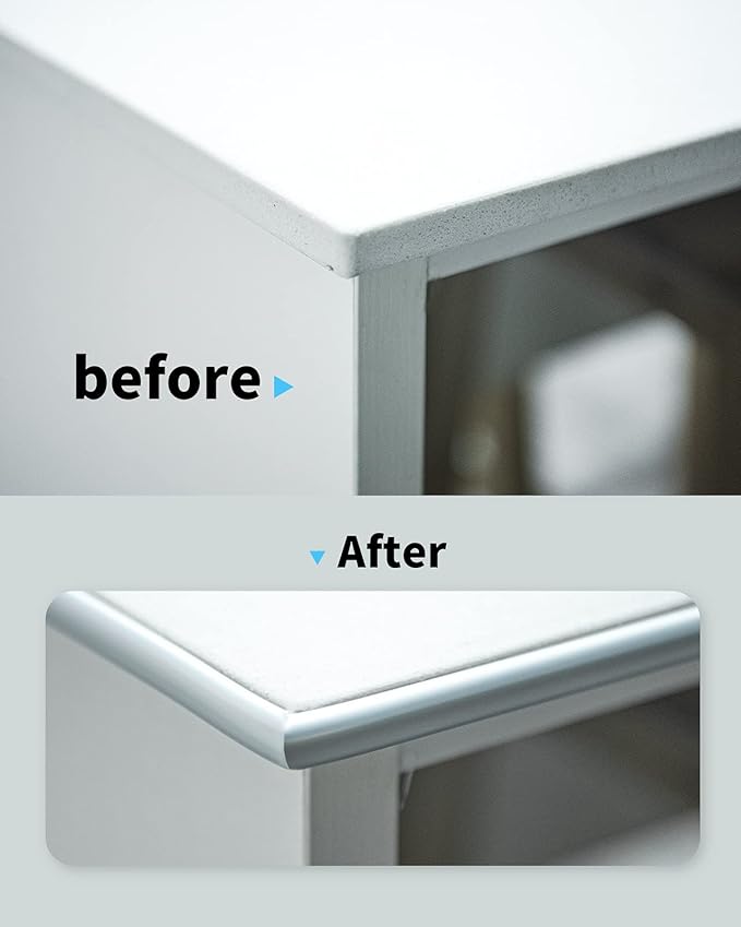 Art3d 25 Ft Peel and Stick Trim for Backsplash Tile Edge, Self-Adhesive Liner for Corner Decor in Silver