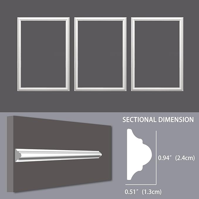 3-Frame 20" x 30" Premade Accent Wall Molding Kit, Ready-to-Assemble Wainscoting Panels, Pre-Cut Chair Rail Moulding Trim Picture Frame for Home Décor