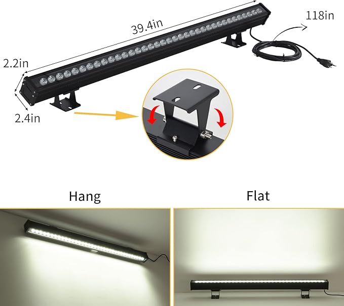 JSN&PC LED Wall Washer Light 36W IP65 Waterproof Black Housing Outdoor Light for Advertising Boards, Billboard,Building Commercial Lighting (Warm White 2800-3000K)