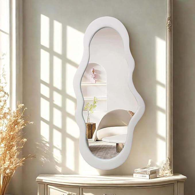 BST FURNH Small Cloud Mirror - Unique 44x21 Inch Full Length Wall Mounted Tall Mirror for Bedroom, Bathroom, Living Room