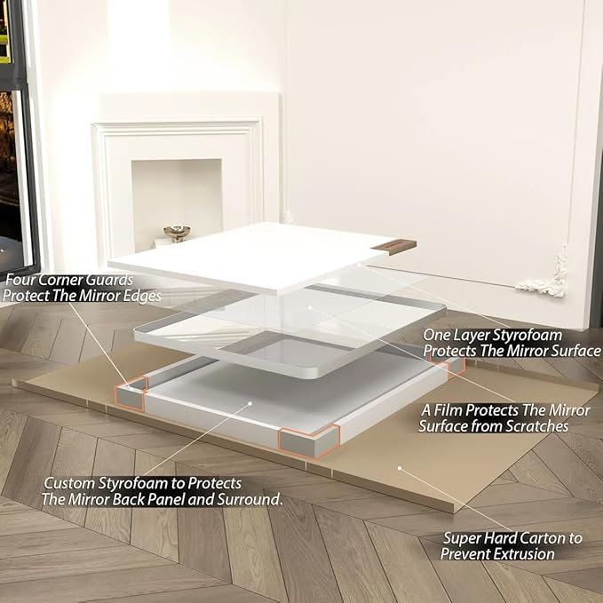 48x36 Silver Bathroom Mirror, Brushed Silver Framed Bathroom Vanity Mirror, Modern Rectangle Mirror, Rounded Corners, Shatterprood, Anti-Rust (Horizontal/Vertical)