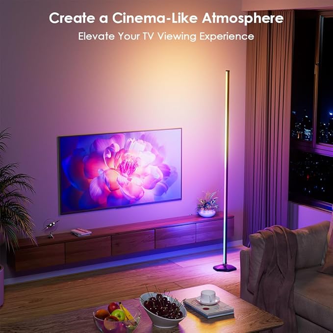 2PCS RGB Floor Lamp, Bluetooth APP and Remote Control 65" Smart Modern Standing Lamp Music Sync 16 Million DIY Colors Changing LED Floor Lamp with Heavy Base for LivingRoom Bedroom GameRoom