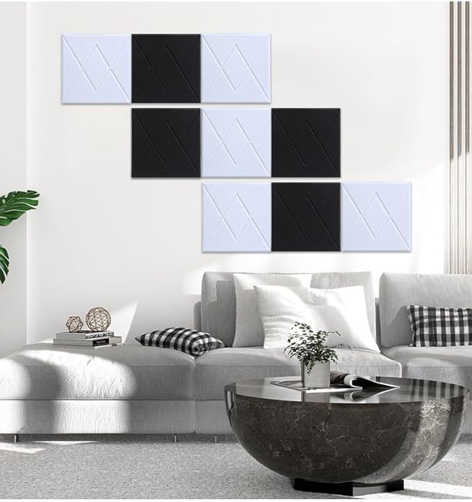 12 Pack of Self-Adhesive Soundproof Panels, 12"x12"x0.4" Polyester Soundproof Foam Panels, Decorative Noise Reduction Wall Panels, Acoustic Panels for Walls, Ceilings and Doors