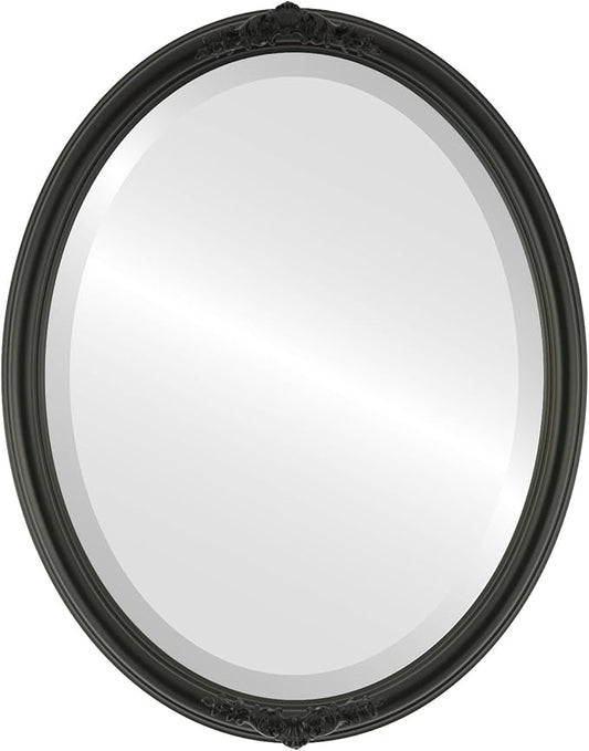 OVALCREST Oval Beveled Wall Mirror for Home Decor - Contessa Style - Matte Black - 26" x 20"