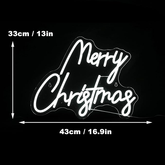 Merry Christmas Neon Sign White Neon Light Letter Neon Light with Switch Novelty Lighting for ChristmasWall Decor Party Wedding Birthday Party Decorations
