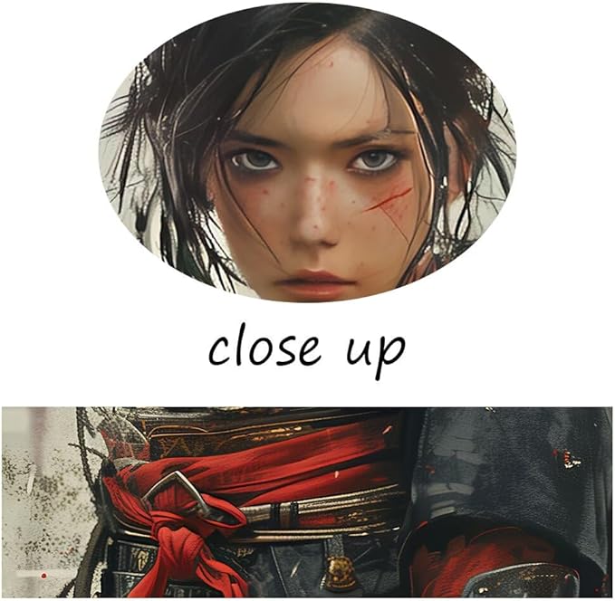 Japanese Female Samurai Wall Art Woman Fight Painting Canvas Prints Warrior Figure Pictures Bushido Posters Japanese Culture Theme Artwork for Bedroom Living Room Decor (18''W x 24''H)