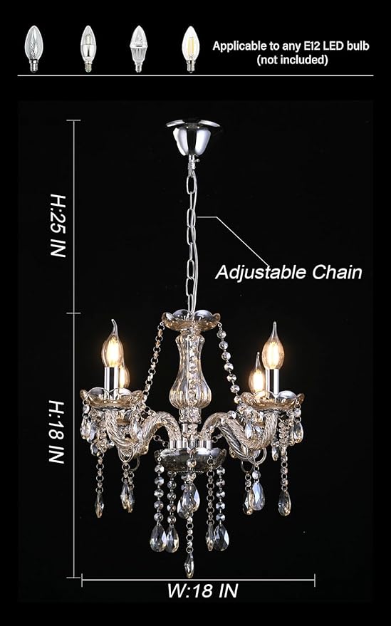 MALOSA Cognac Crystal Chandeliers,Mini Chandelier,Small Chandelier for Bedroom,Dining Room,Living Room,Kitchen Island