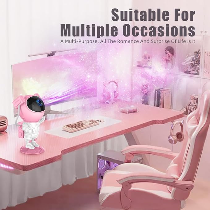 AceGamer Astronaut Galaxy Projector Night Light with Timer and Remote Star Starry Nebula LED Lamp, Gift for Kids and Adults for Bedroom, Christmas, Birthday, Valentine's Day etc. (Pink-White)