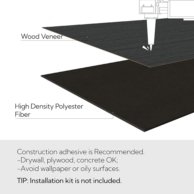 Olanglab Wood Veneer Acoustic Wall Panels 6 Pack, 23.6"×47.2" Sound Absorbing Wall Panels for Interior Wall Decor, Matte Black