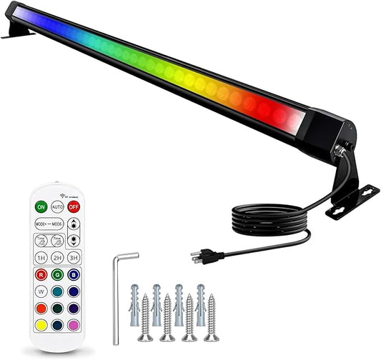 72W Outdoor Wall Washer Light, 48'' Dimmable 5000K RGB LED Wall Washer Light Bar,120V IP67 Waterproof LED Stage Light for Patio Church Landscape Yard Garden 1 Pack