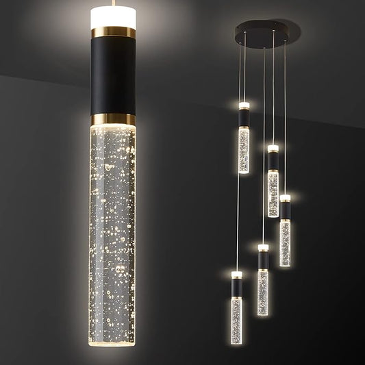 5-Light Modern LED Chandelier,Dimmable Hanging LED Pendant Light for Kitchen Dining Room Bedroom Kitchen Island Cafe