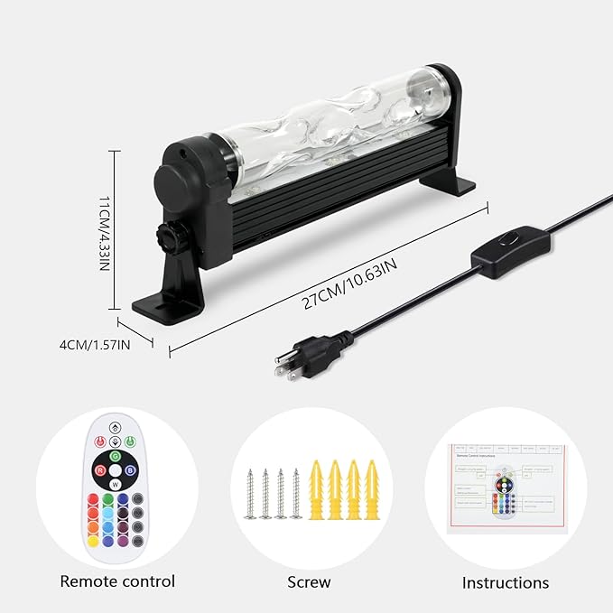 12W RGBW LED Dynamic Wave Wall Light - Flowing Water & Aurora Visual Effects, Color Changing Wall Washer Lamp with Remote,Ideal for Living Room, Bedroom and Home Bar Decor,10.63inch