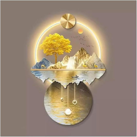 DLYZAYE 3D Wall Art Decor Wall Sculptures Wall Hanging Art with Led Light Wall Art Decorations Lamp Oriental Decor Traditional Chinese Wall Hanging Painting~/