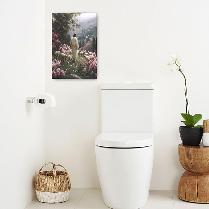 Jesus Wall Art Christian Jesus Lamb Wall Decor Religious God Canvas Painting Pictures Print Christ Decorations for Living Room Bedroom Church Framed Gifts 16”X24”