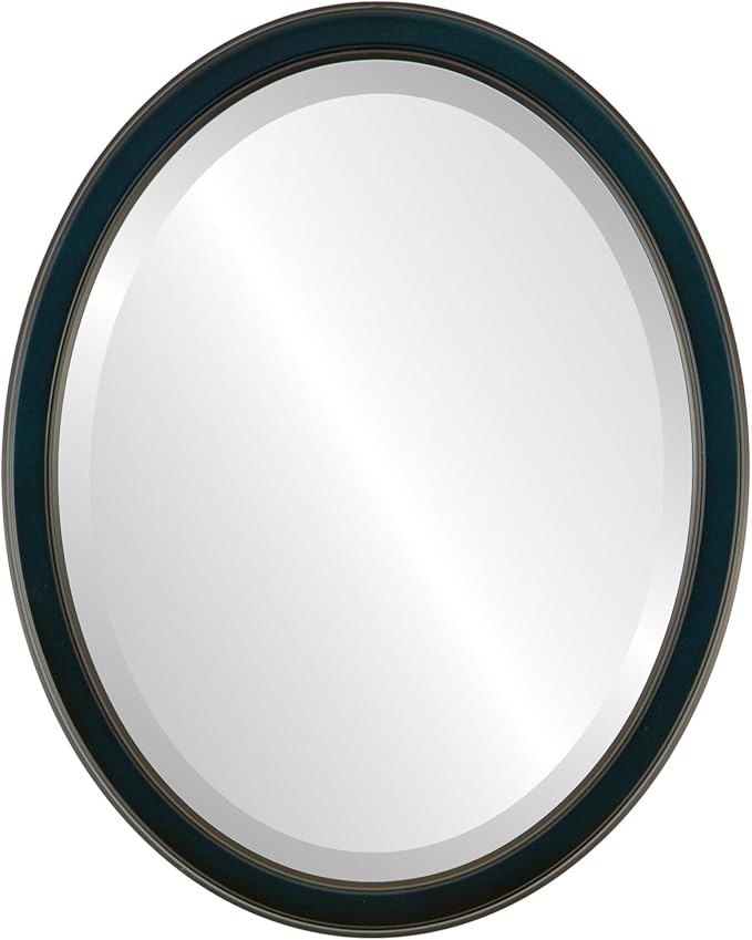 OVALCREST Oval Beveled Wall Mirror for Home Decor - Toronto Style - Royal Blue - 26" x 20"