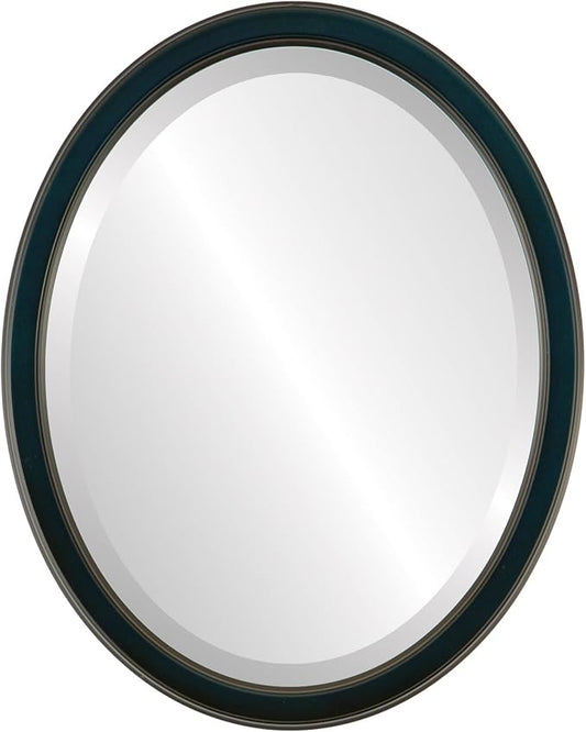 OVALCREST Oval Beveled Wall Mirror for Home Decor - Toronto Style - Royal Blue - 26" x 20"