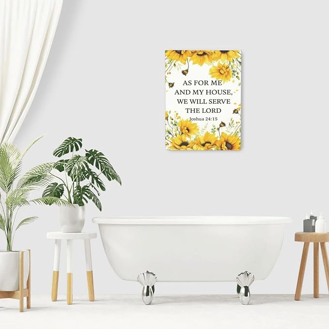 Christian Sunflower Scripture Canvas Wall Art Motivational Flowers Bible Verse Wall Decor Picture Inspirational Bible Quotes Artwork God Psalm Religious Faith Art Painting Print Decoration for Living Room Bedroom Church Framed Gifts 12”X16”