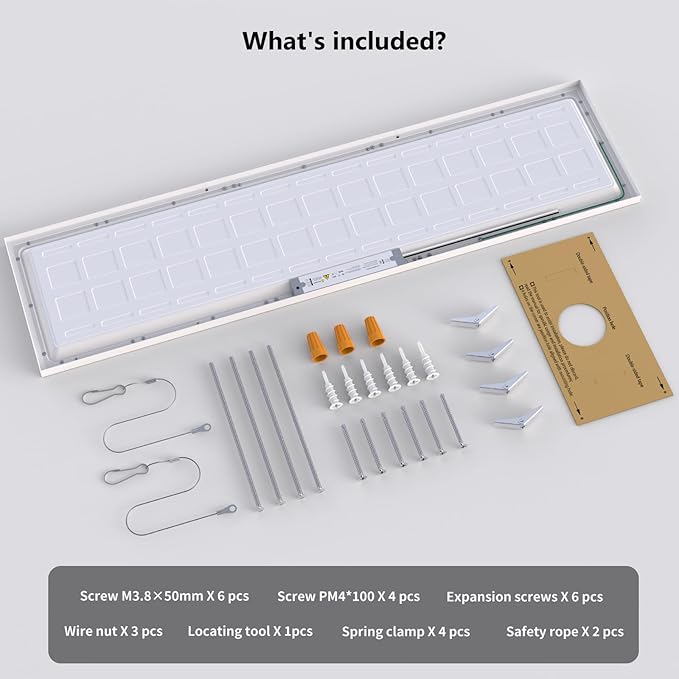 AIKVSXER 1 Pack 1x4 LED Flat Panel Light, 50W 5500LM Surface Mount Ceiling Fixture, 3CCT (3000K/4000K/5000K), Ultra-Thin 48In, 10-100% Triac Dimmable for Kitchen, Garage, Office, Basement