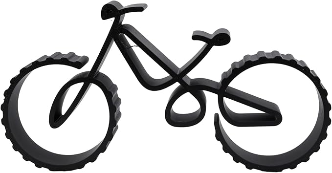Bicycle & Cyclist Sculpture – Minimalist Decorative Accent for Cycling Enthusiasts & Modern Home Decor | Collectible Design (Mountain Bike Matte Black)