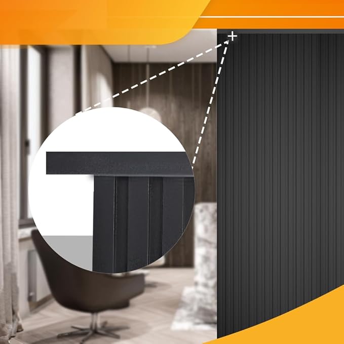 OUZUGIE 8-Pack 57 Inches, WPC Slat Wall Panel Trim,Corner Guard for Low Grille (Black)