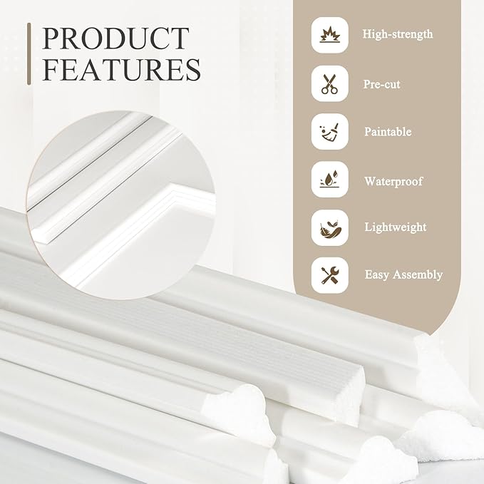 3 Sets Peel and Stick Wall Molding Kit, Premade Wainscoting Panels for Interior Wall Moulding Decor, Ready to Assemble Wainscoting Accent Panel (54 x 24In, 24 x 24In)