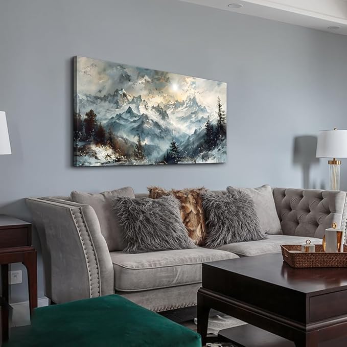 KELIYUAN Canvas Wall Art For Living Room Farmhouse Wall Decor For Office Abstract Mountain Landscape Wall Painting Framed Pictures Artwork Modern Bedroom Dormitory Home Decoration Aesthetic 20x40in