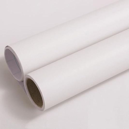 17.51inx118in Peel and Stick Wallpaper White Contact Paper Removable Self Adhesive Modern Warm White Wallpaper for Cabinets Bedroom Bathroom Vinyl Wrap Matte Textured Waterproof DIY Decorative