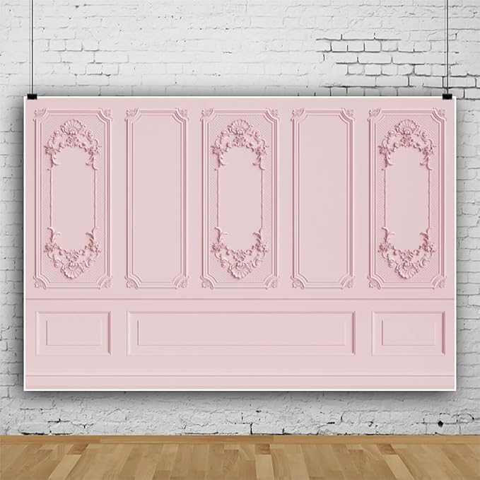 Leyiyi 15x10ft Light Pink Vintage Room Inside Backdrop European Frame Modern House French Castle Cementery Wall Retro Style Photo Background Cowboy Kids Birthday Portrait Studio Props Vinyl Wallpaper