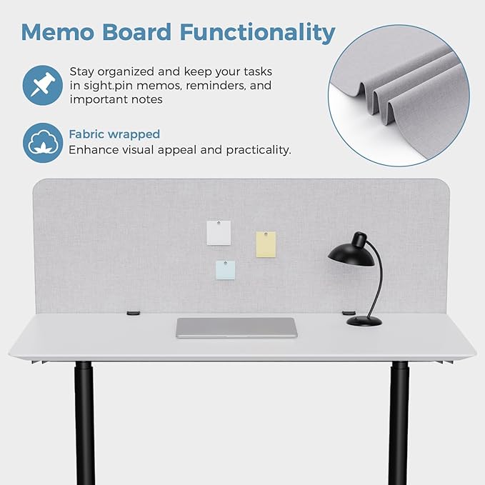 47.2" Privacy Desk Divider Panel, Acoustic Divider Panels for Office, Clamp-on Cubicle Office Room Dividers, Easy Assemble, Light Grey