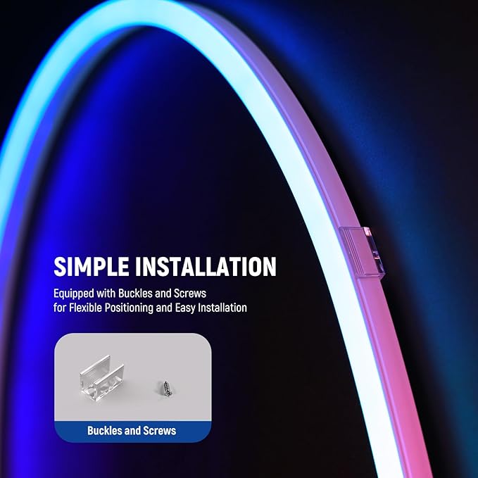 NEEWER 16.4ft/5m LED Strip Lights, Smart AI RGB Flexible Cuttable Neon Rope Light with App Control for Bedroom Gaming Room Indoor Studio Home Classroom Wall Outdoor Outside Waterproof Decor, NS02