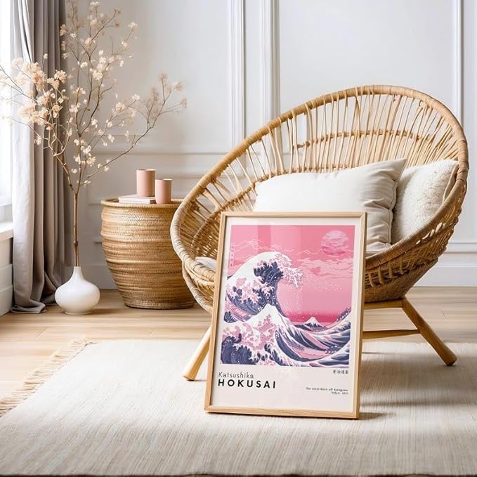 Nationcog Katsushika Hokusai Poster, The Great Wave Off Kanagawa Japanese Wall Art Print, Vintage Exhibition Style Decor for Living Room, Bedroom or Gallery Wall Display (Unframed) (9x11)