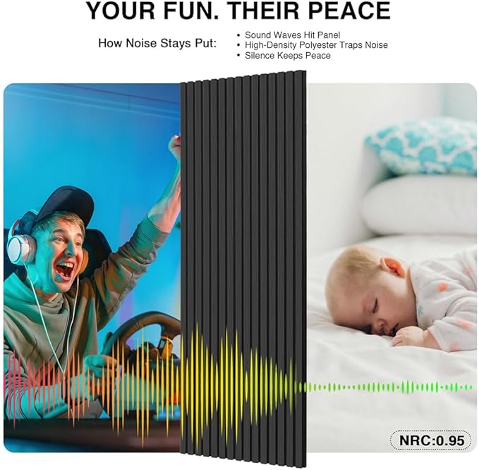 2-Pack Wood Slat Wall Panel 47.2"x23.6"(15.5 sq ft)|Soundproof & Acoustic Wall Panels for Interior Decor & Ceiling|Wood Paneling Sheets for Home Theater & Living Room Mirage Black#22