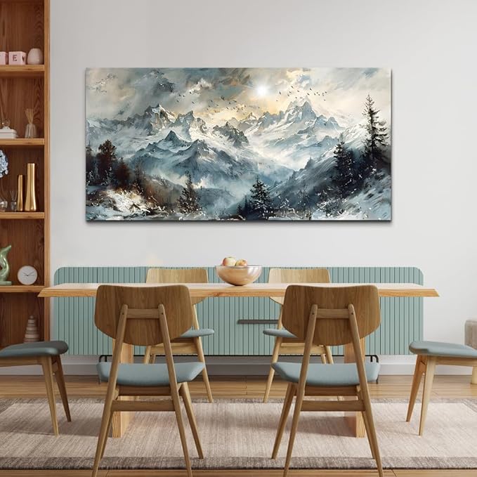 KELIYUAN Large Wall Art For Living Room Canvas Wall Decor For Office Abstract Mountain Landscape Pictures Artwork Framed Wall Paintings Modern Bedroom Dormitory Home Decoration Aesthetic 24x48in