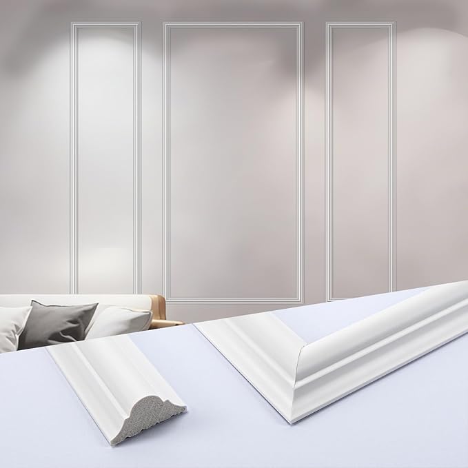 Art3dwallpanels Pre-Cut Wall Molding Set of 3 pcs, Ready-to-Assemble Wainscoting Panels for Interior Wall Décor Living Room Bedroom Accent Wall - Installed with Glue, 3 Frames