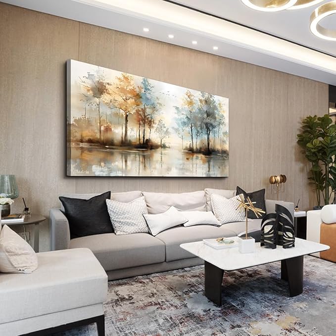 Lapremoly Boho Wall Decor For Living Room Framed Wall Art for Bedroom Abstract Tree Painting Wall Artworks Hang Pictures For Office Decoration Canvas Prints Room Home Decorations Posters 24"X48"