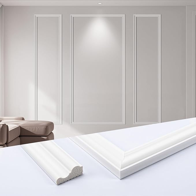 Art3dwallpanels Pre Cut Wall Molding Set of 3 pcs, Ready to Assemble Wainscoting Panels for Interior Wall Décor Living Room Bedroom Installed with Glue, 3 Frames