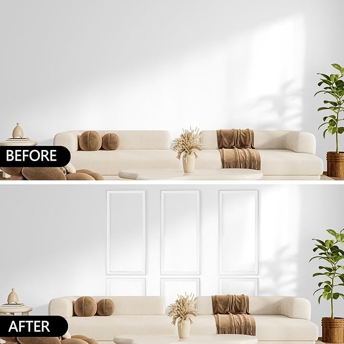 3 Set Peel and Stick Wall Molding Kit, Pre-Made Accent Molding, Premium Pre-Made Wainscoting Panels for Instant Accent Walls, Easy Install Wall Decor for Office Home Bedroom Living Room