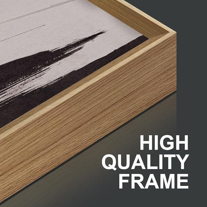 KAIRNE Abstract Neutral lake Framed Wall Art Set, Neutral Shape Wall Painting, Abstract Black and Grey Landscape Wall Decor, Modern Watercolor Art Print for Living Room, Bedroom, Office - 20"x40"