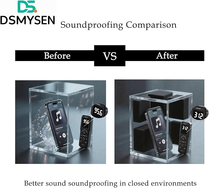 56-Pack Acoustic Foam Panels 12X12X1 Inch, Sound Proof Foam Panels for Walls/Studios, Included 280PCS Double Sided Adhesive Pads, Easy to Install (Black)