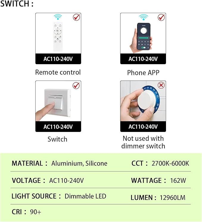 6 Rings Modern Chandelier LED Dimmable Pendant Lighting Adjust Flush Mount Ceiling Light for Entrance Foyer Lobby Staircaes