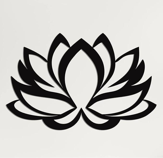 Metal Wall Art - Lotus Flower - Metal Wall Decor Home Office Decoration Yoga Studio Décor, (24"W x 16"H/61x41cm, Black)