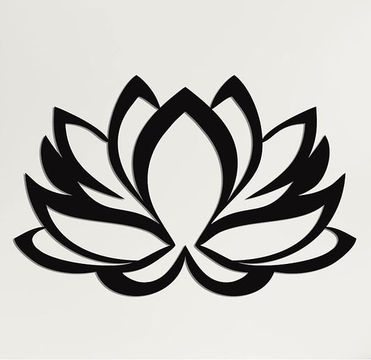 Metal Wall Art - Lotus Flower - Metal Wall Decor Home Office Decoration Yoga Studio Décor, (24"W x 16"H/61x41cm, Black)