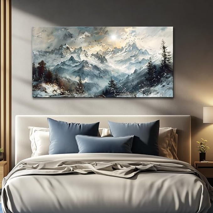 KELIYUAN Large Wall Art For Living Room Canvas Wall Decor For Office Abstract Mountain Landscape Pictures Artwork Framed Wall Paintings Modern Bedroom Dormitory Home Decoration Aesthetic 24x48in