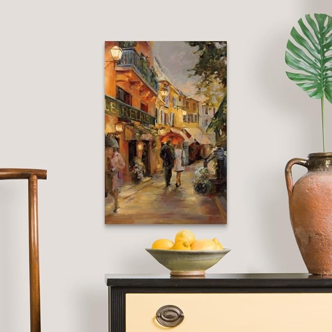 CANVAS ON DEMAND Evening in Paris Canvas Wall Art Print by Marilyn Hageman, Traditional, Home Decor, Street Scene Artwork, Nature Artwork, 16" x24in