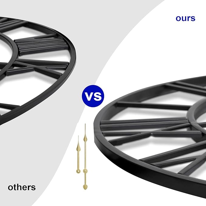 30 inch Large Metal Wall Clock, Industrial Indoor Outdoor Waterproof Art Decor Modern Clocks, European Retro with Oversized Roman Numerals, Silent Battery Operated Decor,Office,Kitchen, Loft