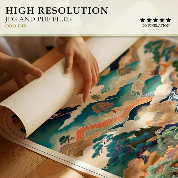 Japanese Grasslands Poster, Abstract Wabi Sabi Wall Art Print, Traditional Asian Landscape Artwork, Japandi Minimalist Home Decor for Living Room or Bedroom (Unframed) (20x30)