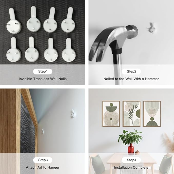 Large Sage Green Boho Botanical Framed Canvas Wall Art Set,Abstract Minimalist Beige and Green Wall Decor,Modern Geometric Leaf Line Boho Artwork for Living Room,Bedroom,Office-24 x36 x3